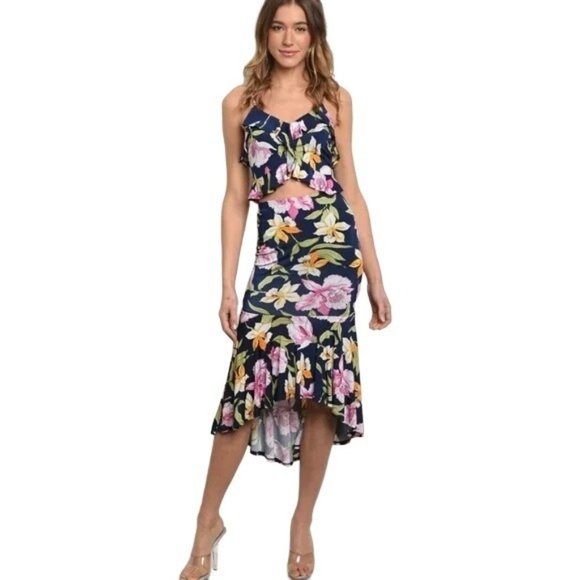Harmony In Nature -‎ 2 Piece Floral Midi Skirt and Tank Set - Small - Picture 1 of 5